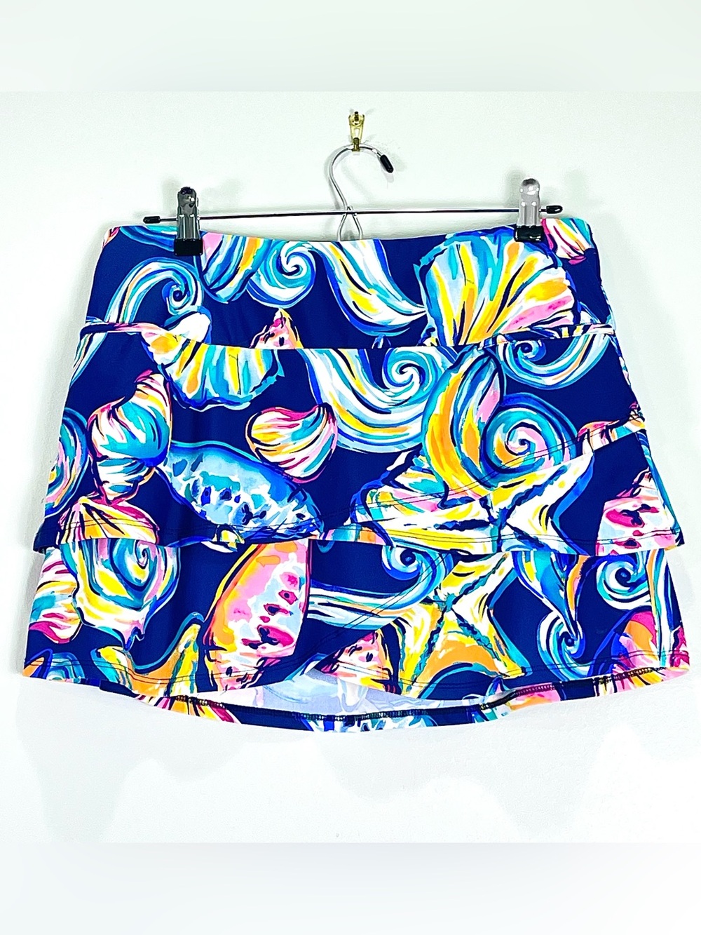 ARYEH Tennis Golf Skort Colorful Sea Life Print Tiered Layers Athletic Sz Medium